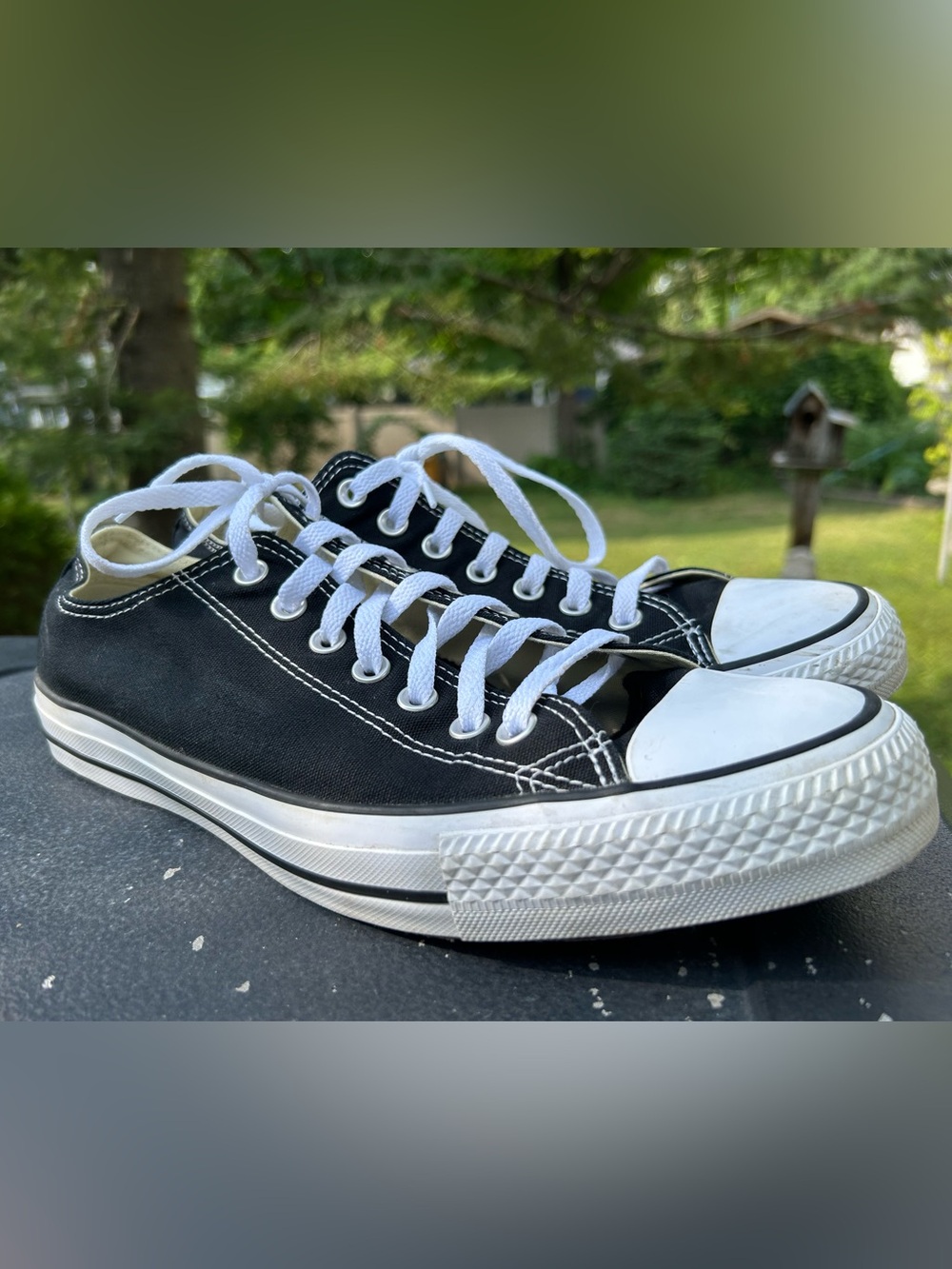 Converse Sneakers Black Canvas Low-Top Shoes White Accents Size 11.5 - Picture 5 of 5